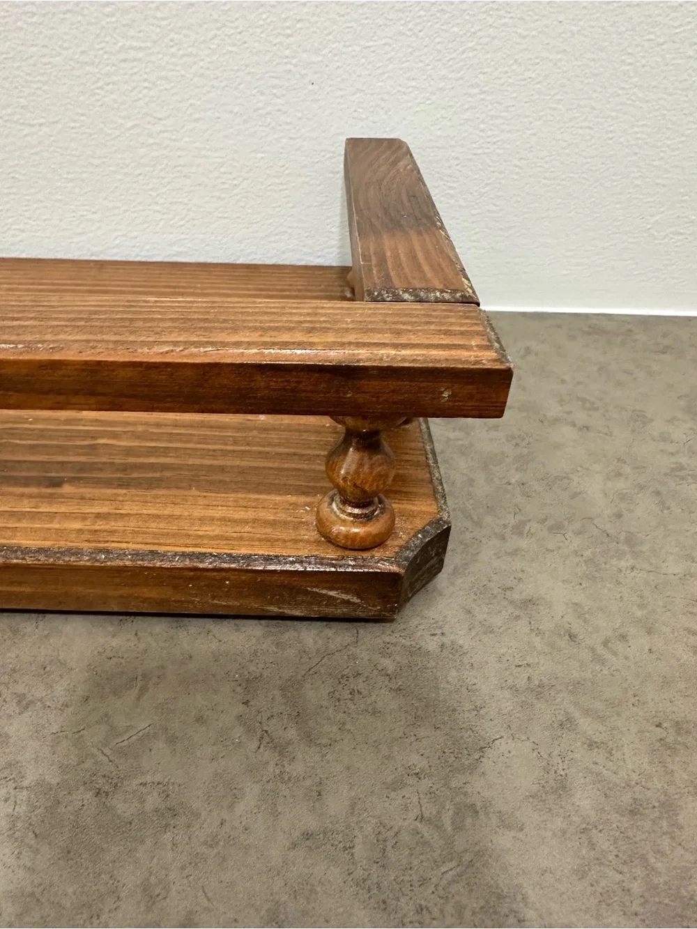Countertop Vintage Wooden Spindle Rail Spice Rack Shelf - Brown 18 wide X 7 deep